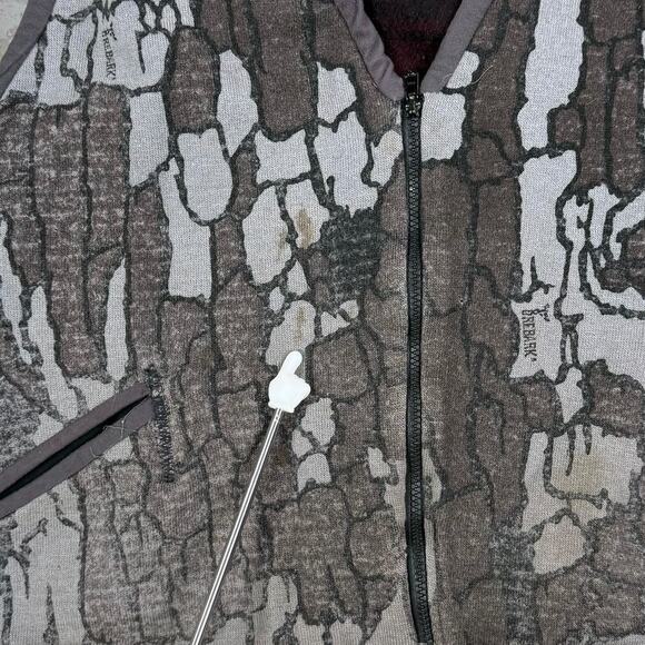Vintage Rebark Camo Vest Plaid Lined Full Zip Tree Bark 90s - Picture 4 of 4